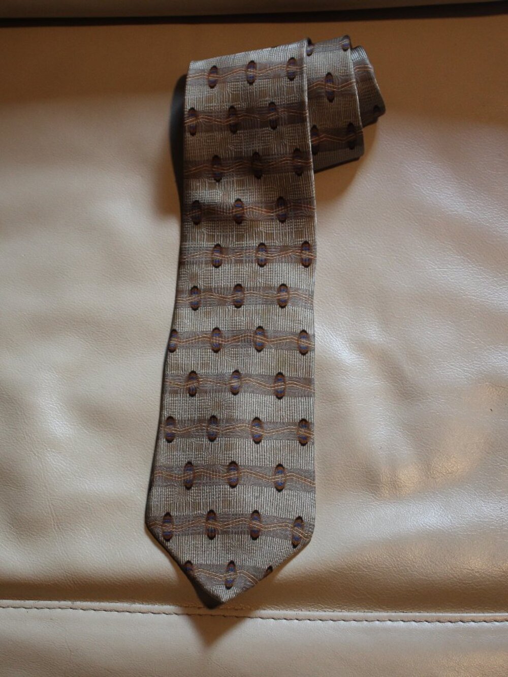 Graham &‎ Lockwood Silk Geometric Patterned Tie -London, England- 57" Long
